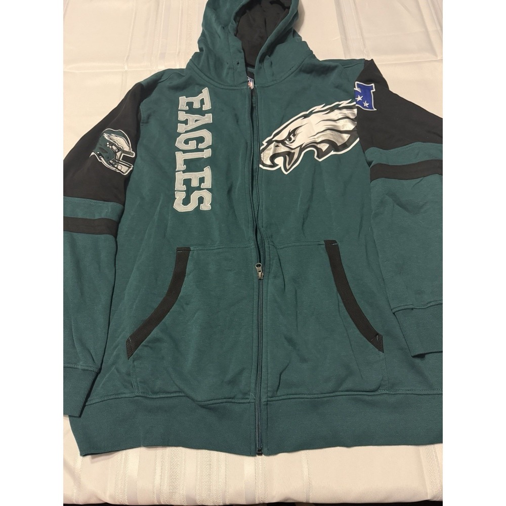 Philadelphia Eagles NFL Full Zip Hoodie Midnight Green Black Colorblock Mens
